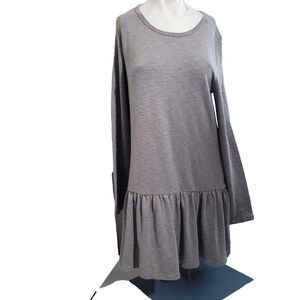 NEW Live to Be Spoiled Large dress pleated round neck longsleeve shift gray